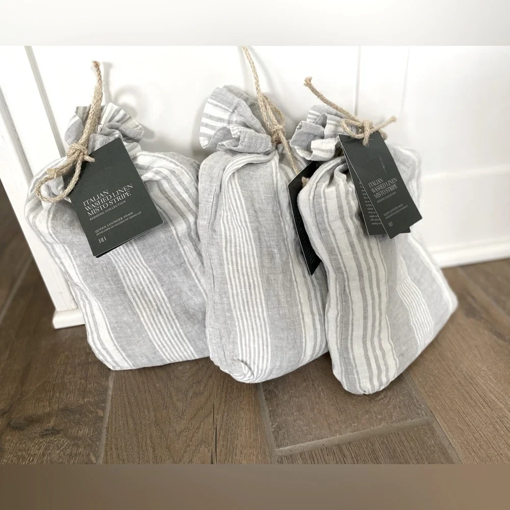 NWT Restoration Hardware Italian Washed Linen Misto Stripe Queen Lounger…